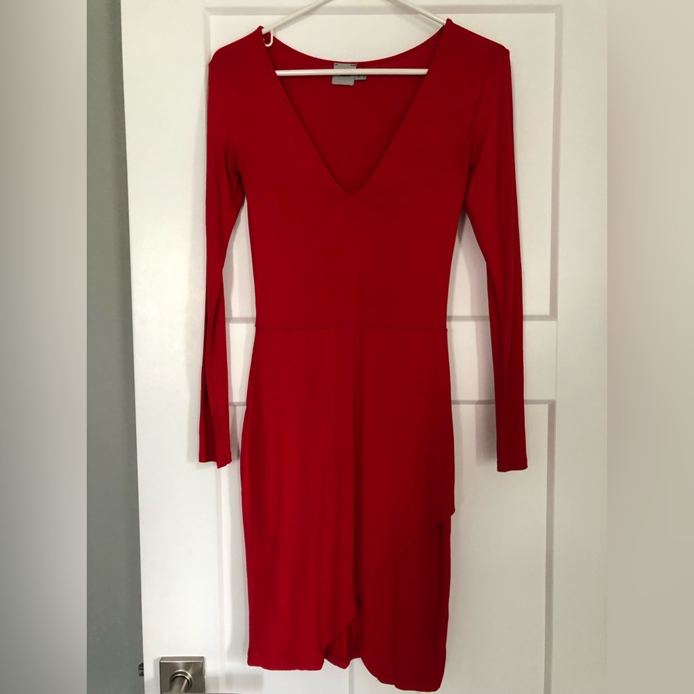 ASOS red long sleeve wrap dress